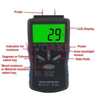 เครื่องวัดความชื้นไม้และวัสดุก่อสร้าง HOLDPEAK HP-883C