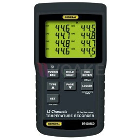 General Tools DT4208SD เครื่องบันทึกอุณหภูมิแบบ 12 แชนแนล