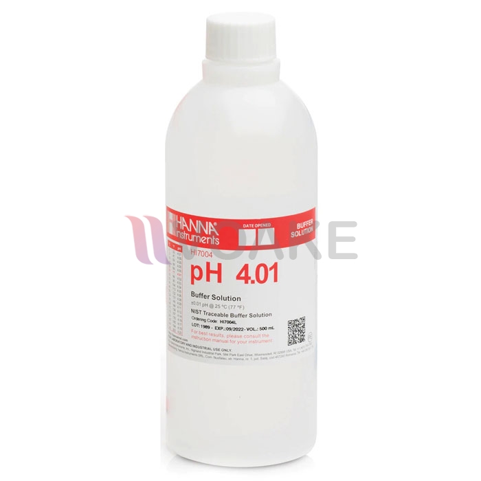 HANNA HI7004L/C น้ำยาสอบเทียบพร้อม Certificate 4.01 pH Buffer (500mL)
