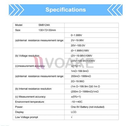 SANPOMETER SM8124A เครื่องทดสอบแบตเตอรี่ Battery Internal Resistance Tester - Image 4